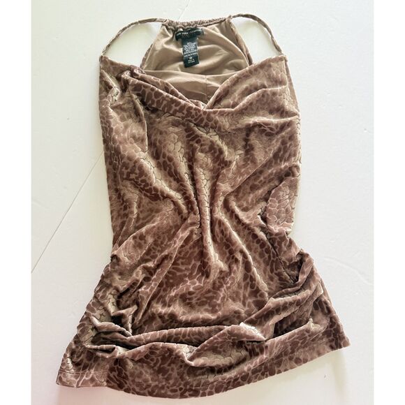 VTG New York & Co Y2K Animal Print Cowl Neck Strappy Velvet Party Top Sz M - Picture 5 of 7